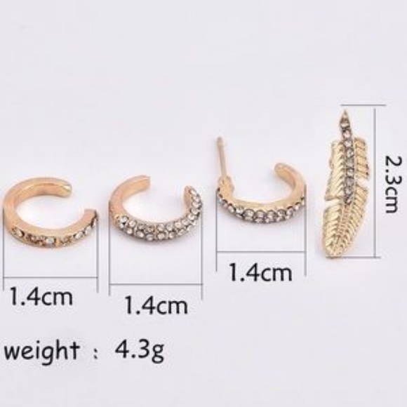 Last set! Gold color crystal cuff and earrings - Picture 2 of 4